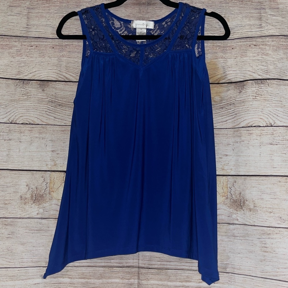 🤎3/$10 Emma & Olive Sleeveless Laced Top Size Small - Picture 2 of 8